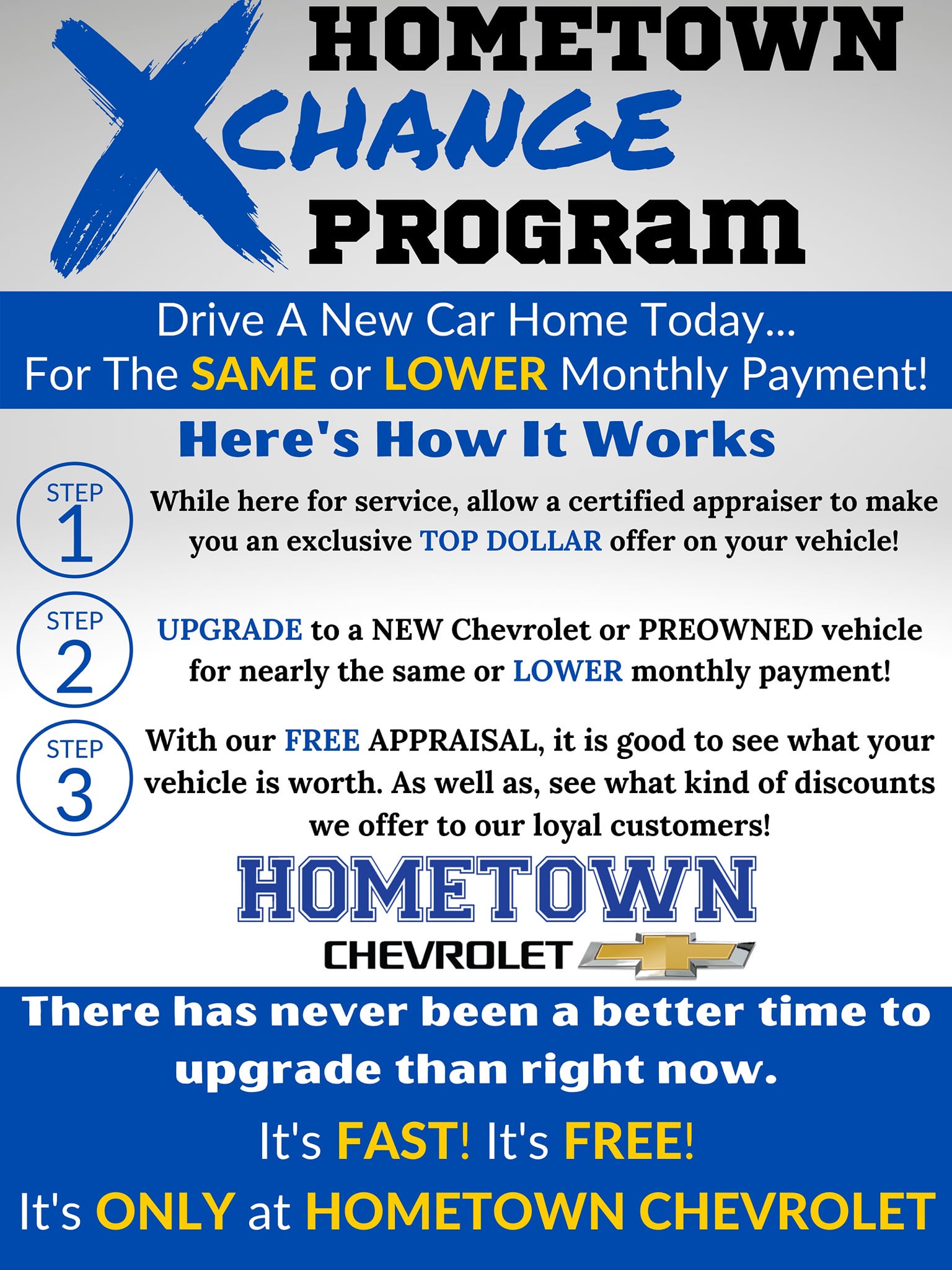 Graphic that explains the Hometown Xchange program